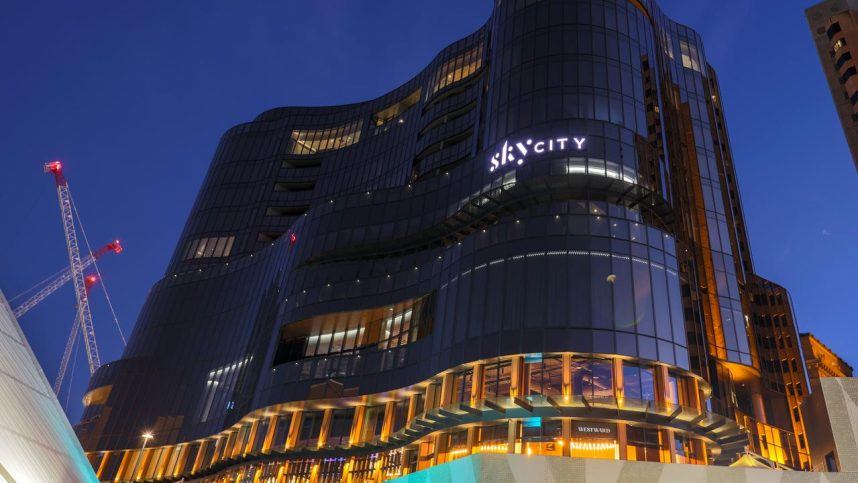 The SkyCity Adelaide casino at night